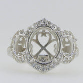 14K White Gold Semi Mount Ring Setting Oval OV 12X10mm - Syzjewelry